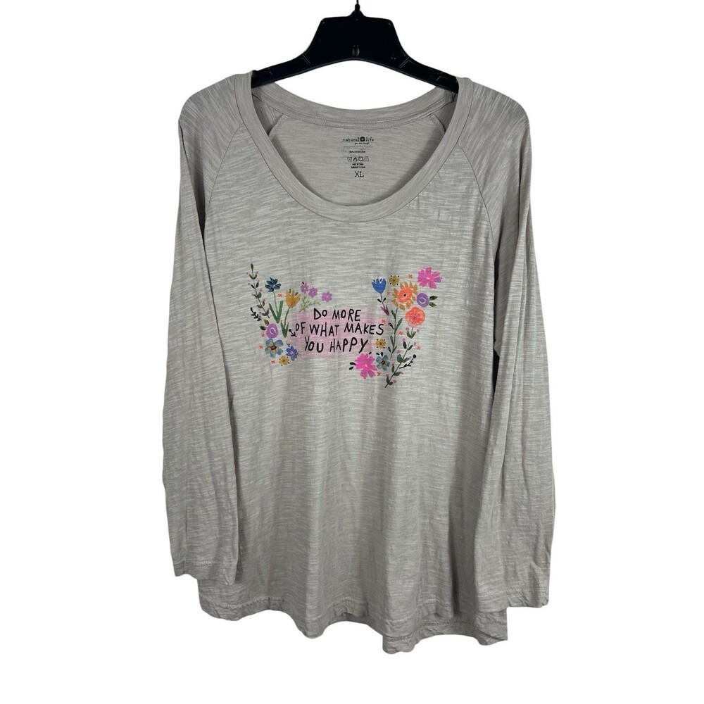 Natural Life Do More Of What Makes You Happy Graphic Tee XL Slub Cotton